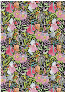 Gift Wrap - Black Pattern / Floral Reversible - Stationery