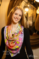 Lavender Floral Silk Scarf - Large (90 x 90) - Scarf