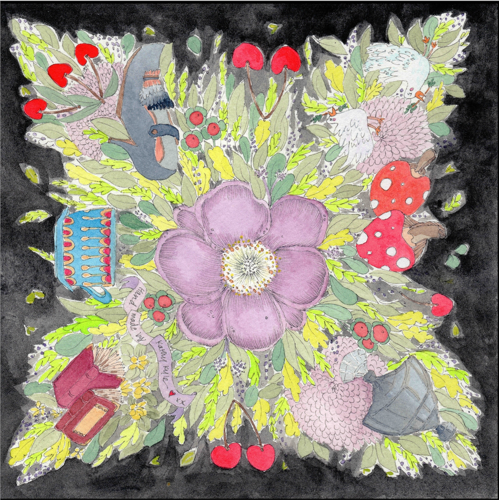 Black Floral Silk Scarf