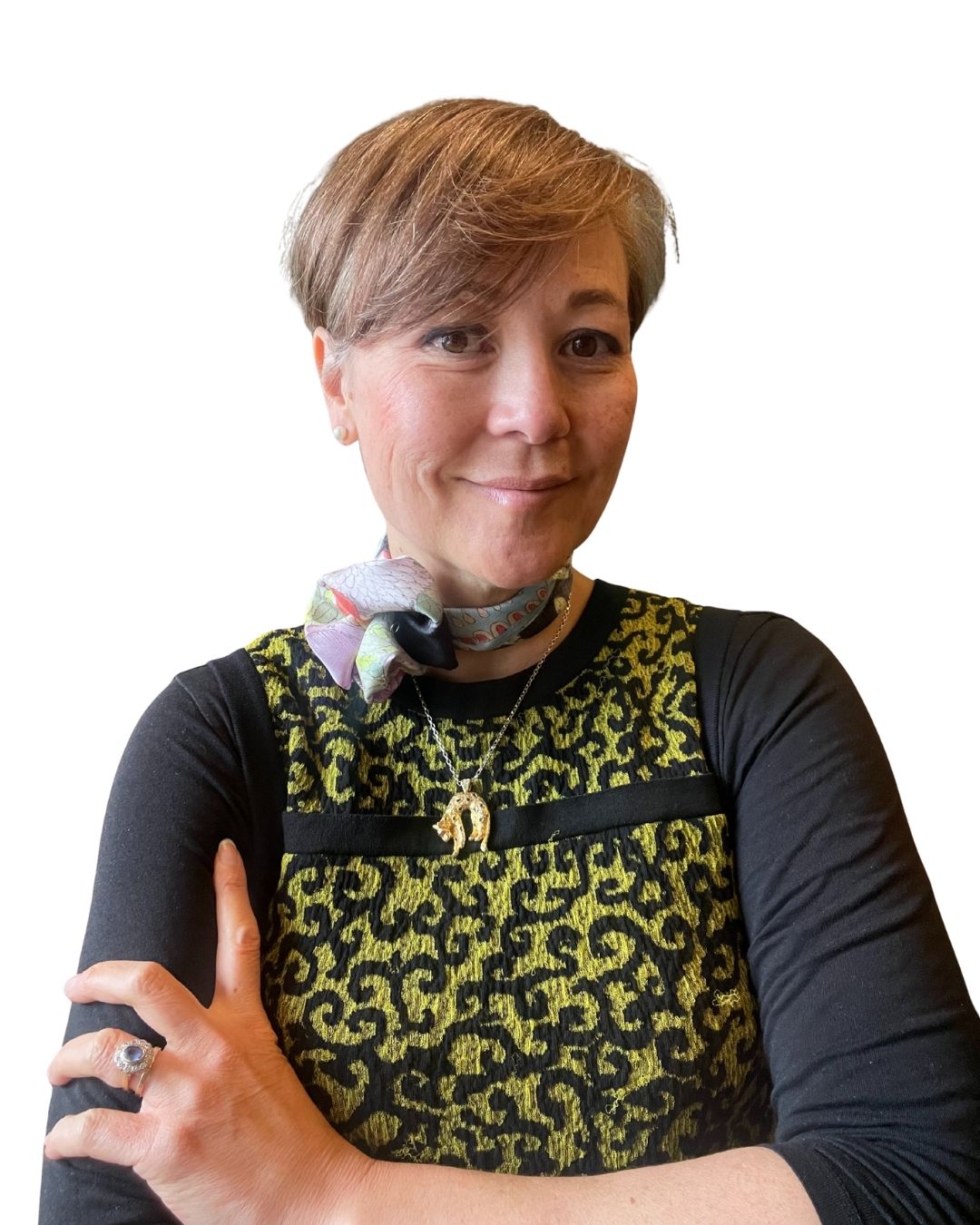 Black Floral Silk Scarf