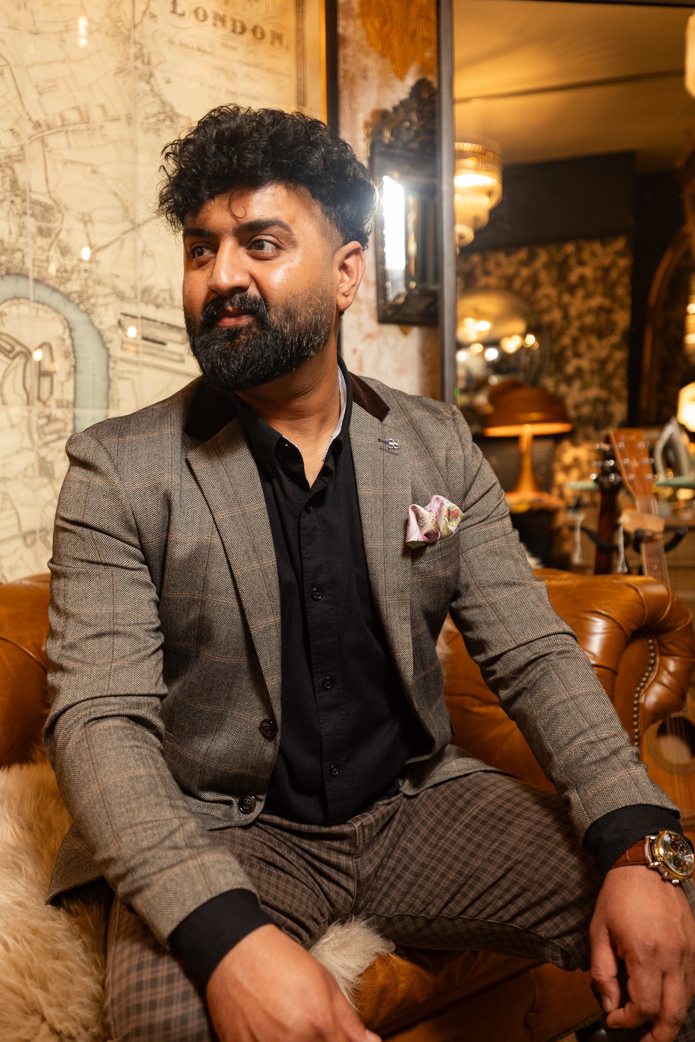 Black Floral Silk Scarf