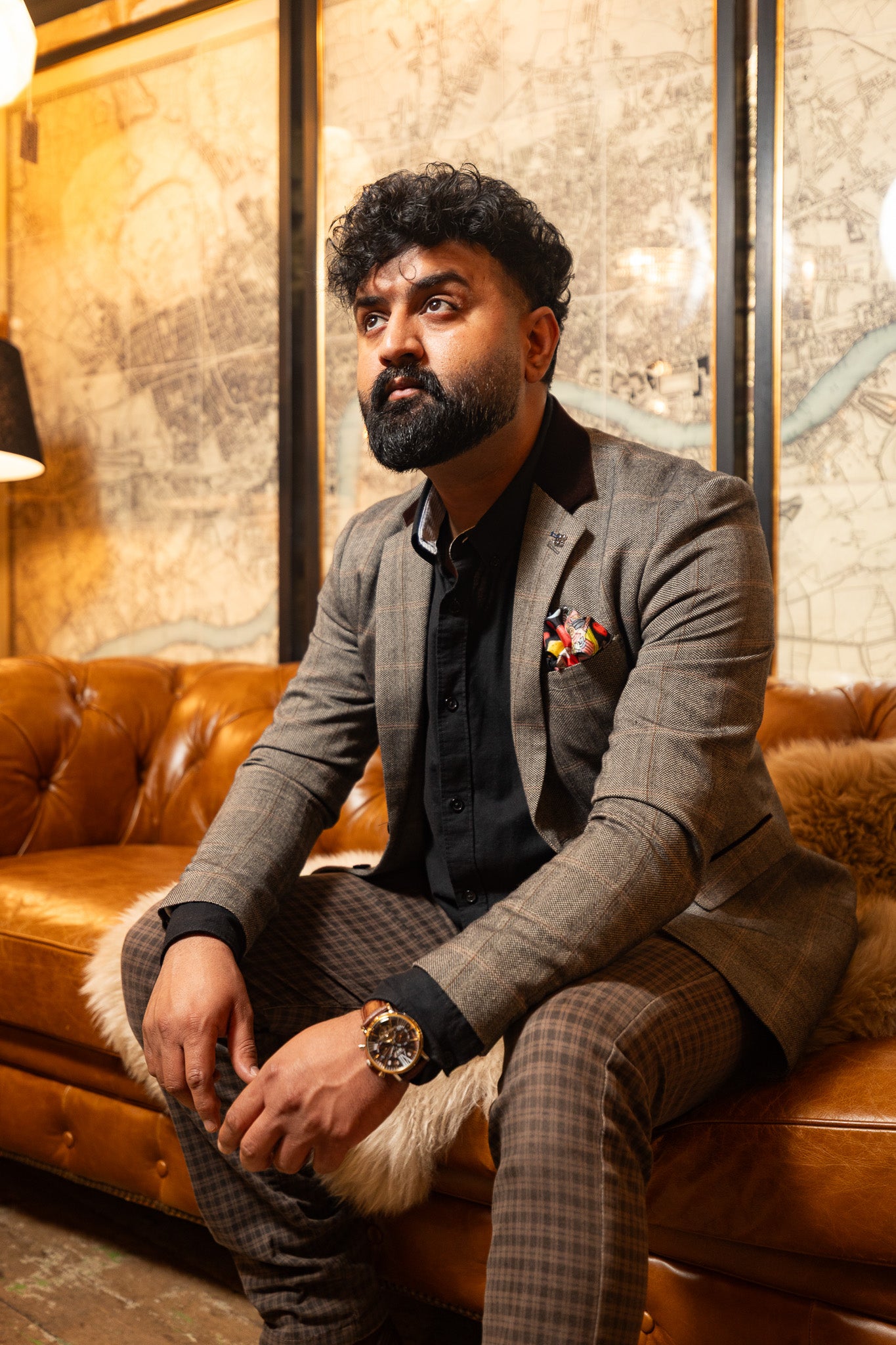 Black Floral Silk Scarf