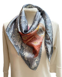 Indigo Floral Silk Scarf