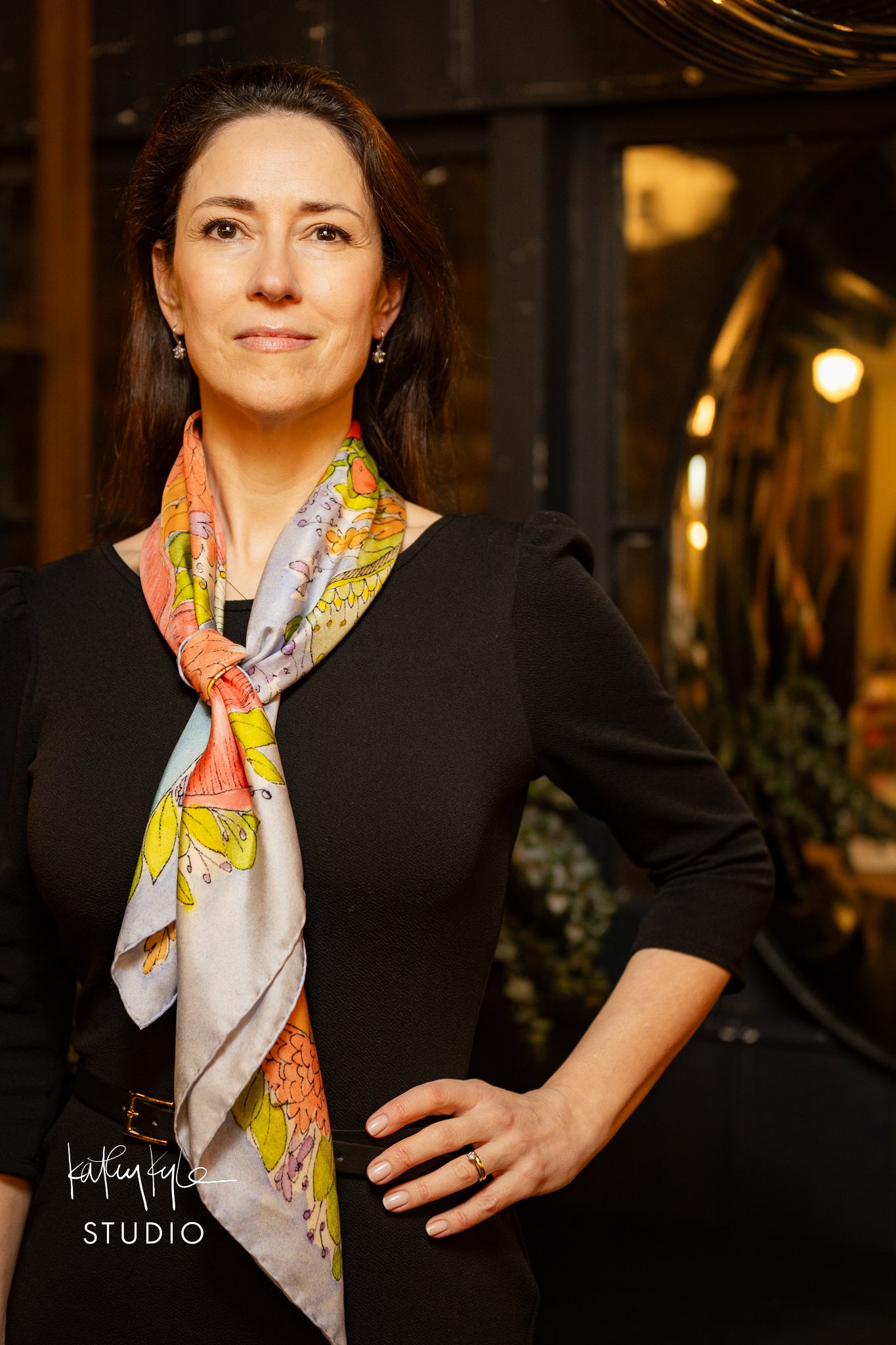 Blue Floral Dreams Silk Scarf