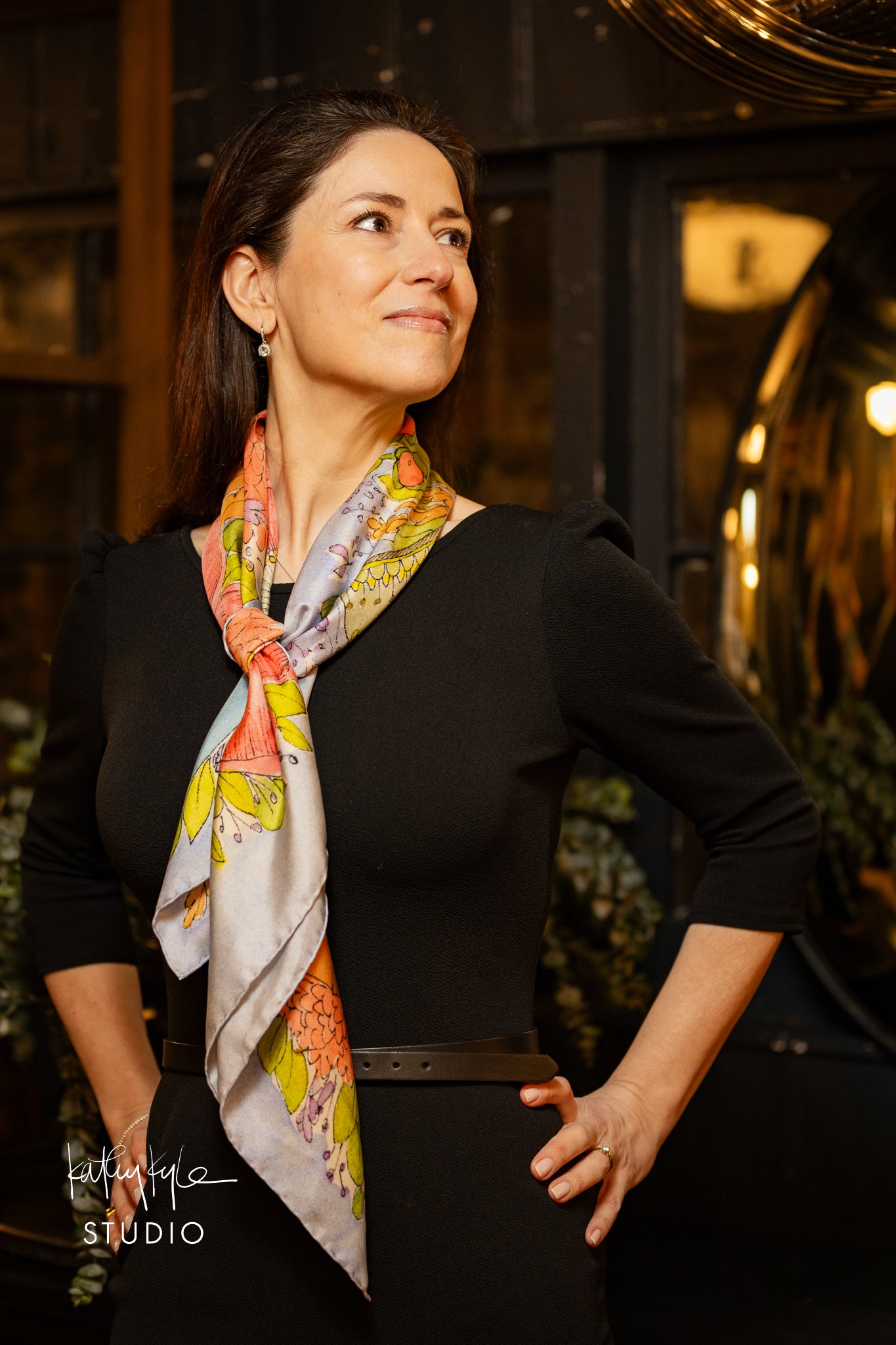 Blue Floral Dreams Silk Scarf