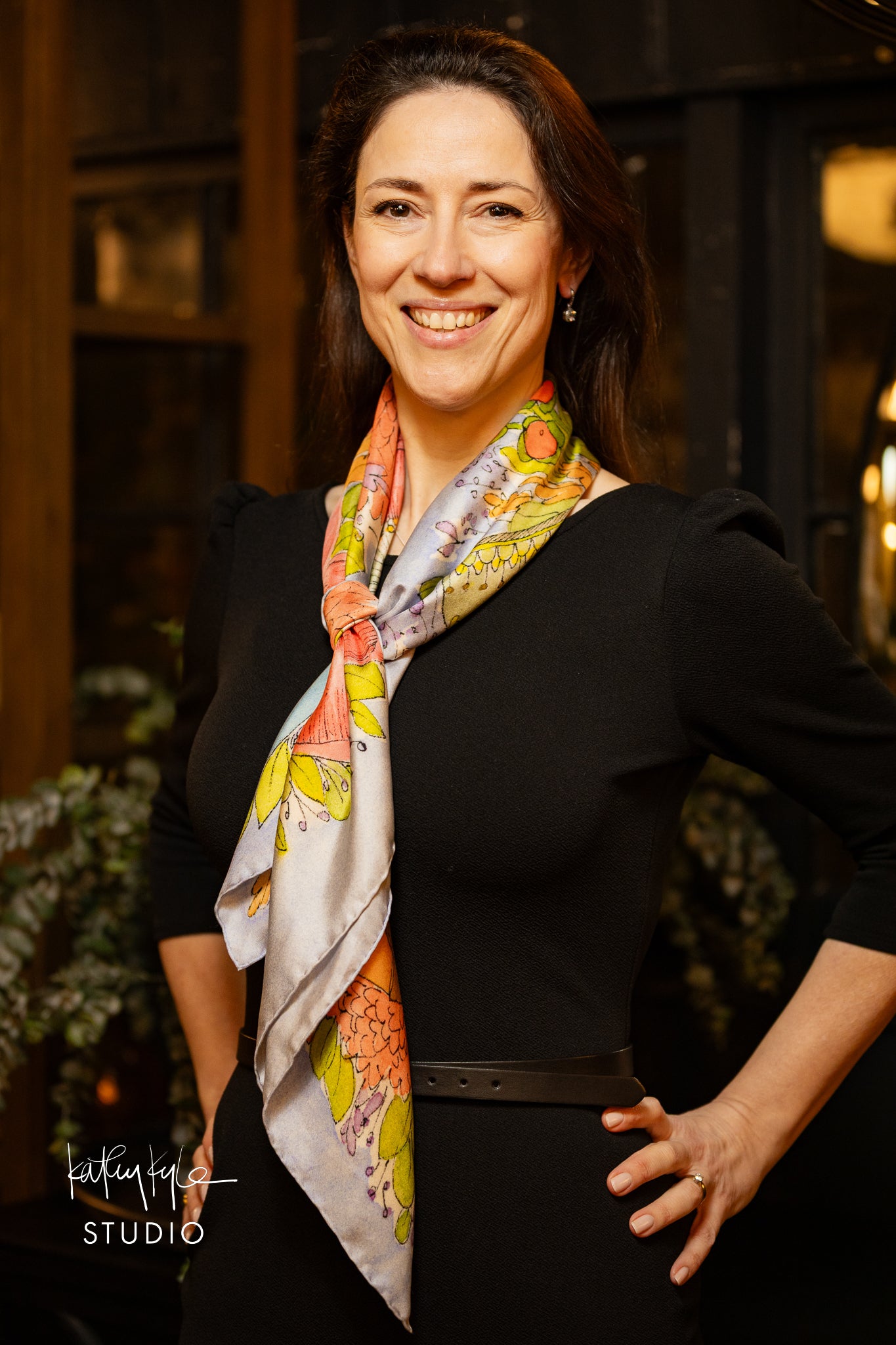 Blue Floral Dreams Silk Scarf