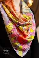 Lavender Floral Silk Scarf