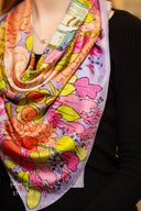 Lavender Floral Silk Scarf