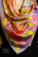 Lavender Floral Silk Scarf