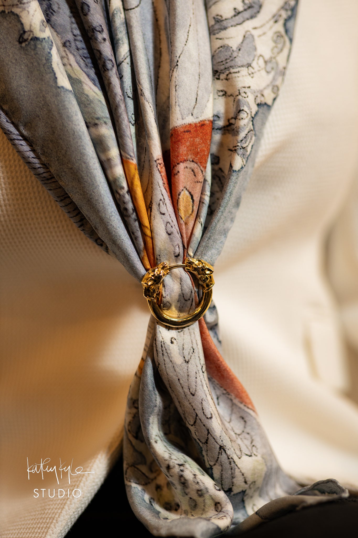 Indigo Floral Silk Scarf