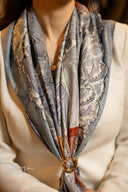 Indigo Floral Silk Scarf