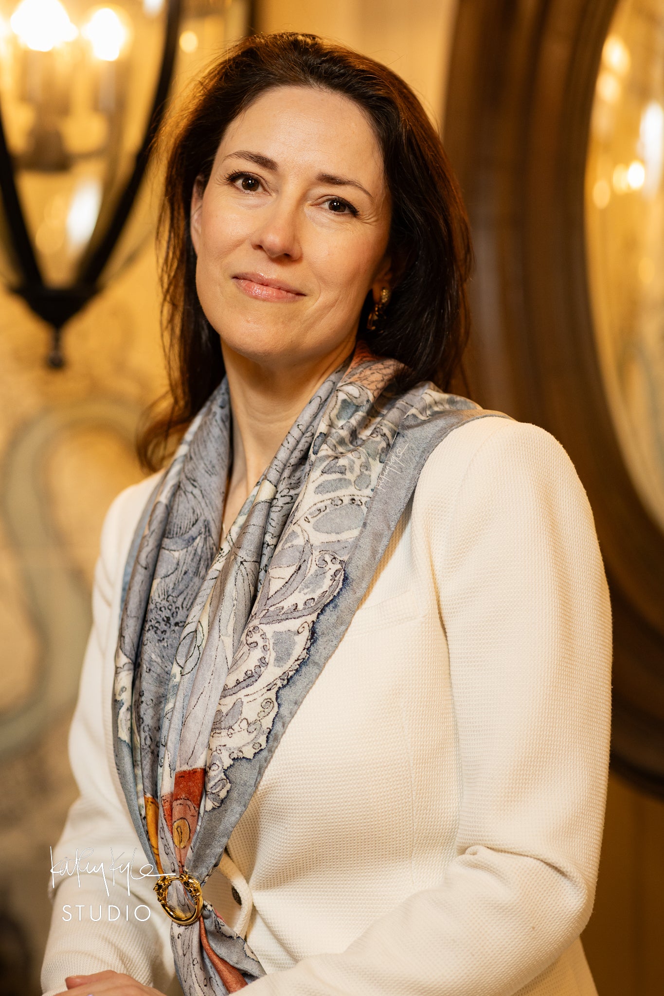 Indigo Floral Silk Scarf