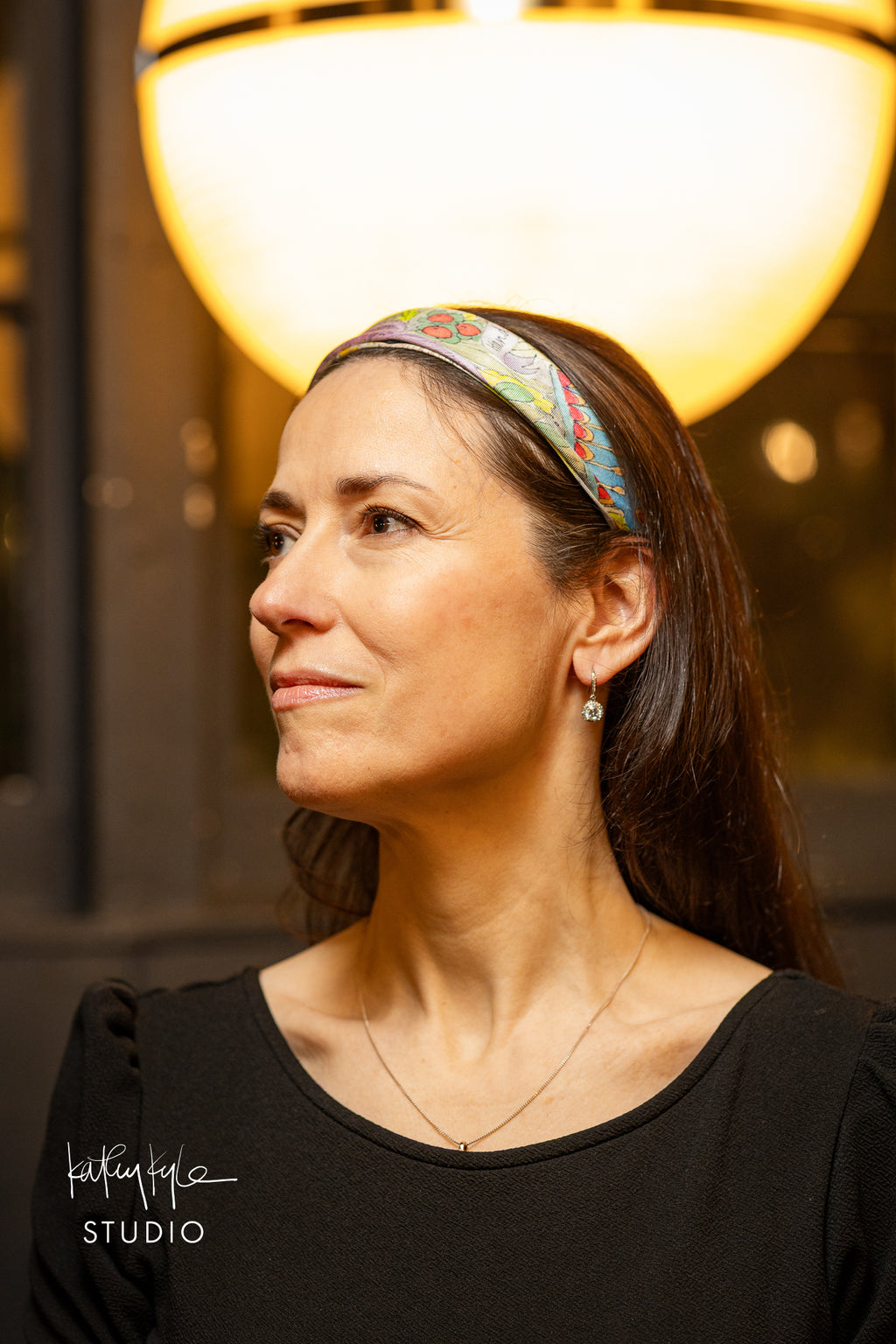 Black Floral Silk Scarf