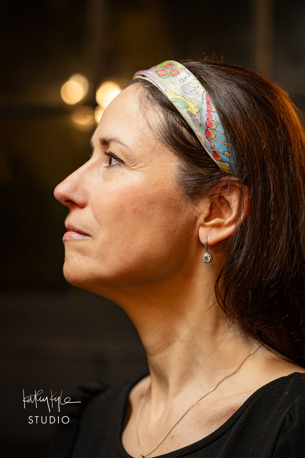 Black Floral Silk Scarf