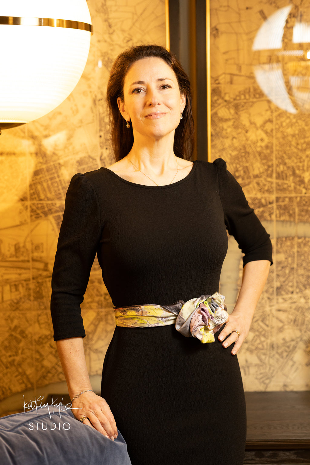 Black Floral Silk Scarf