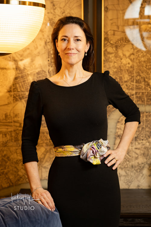 Black Floral Silk Scarf