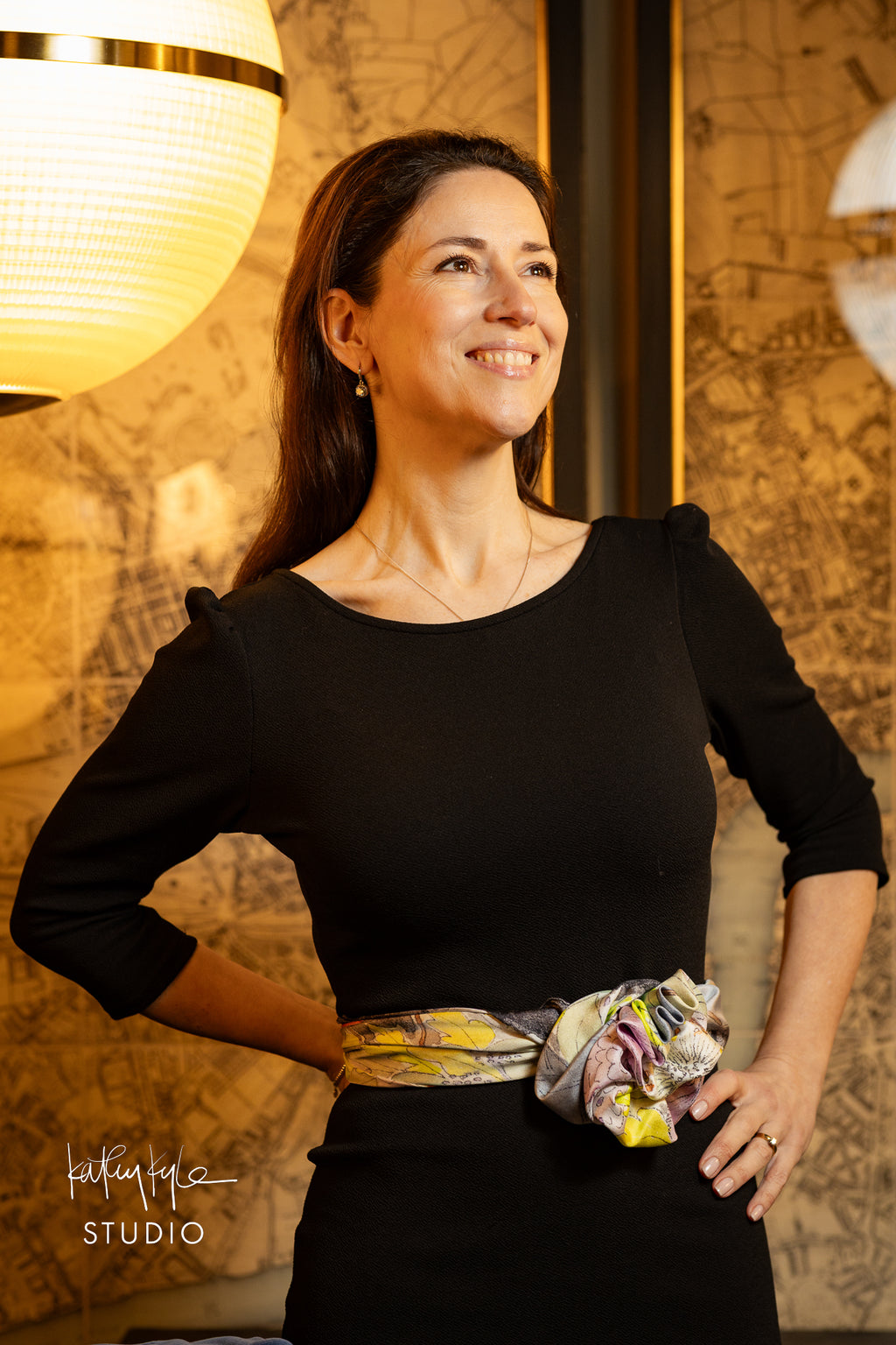 Black Floral Silk Scarf