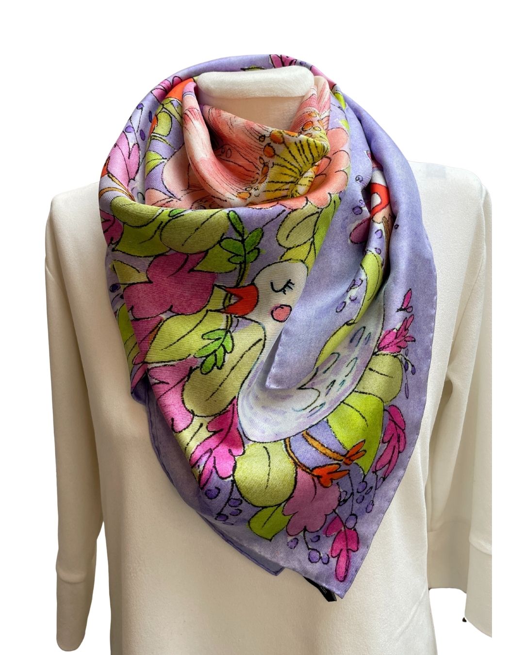 Lavender Floral Silk Scarf