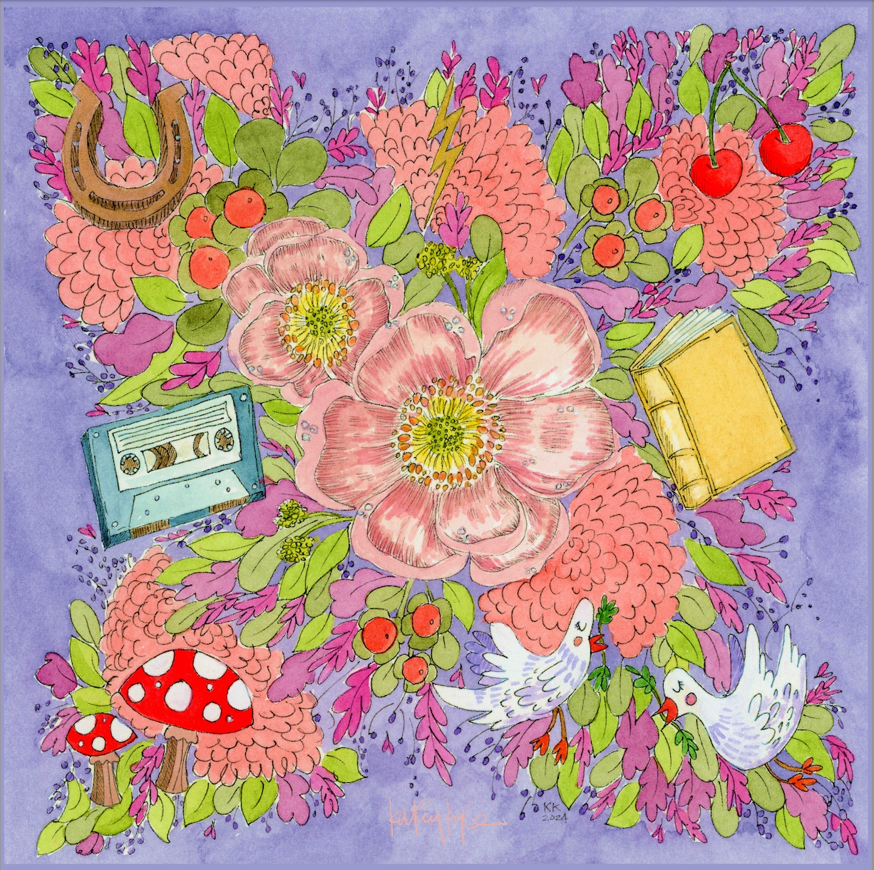 Lavender Floral Silk Scarf