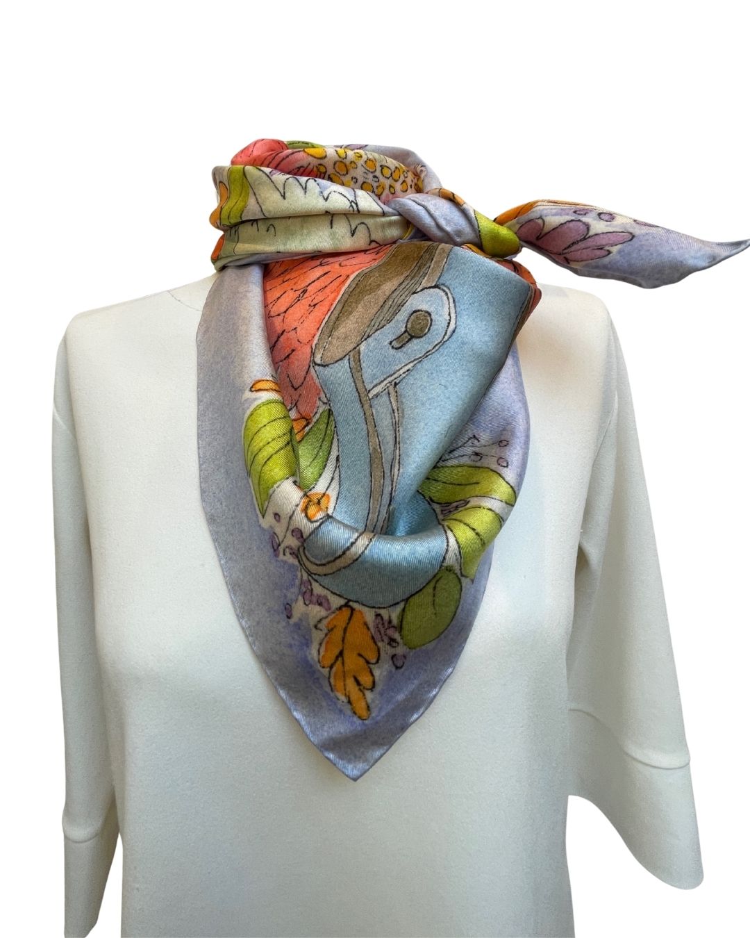 Blue Floral Dreams Silk Scarf