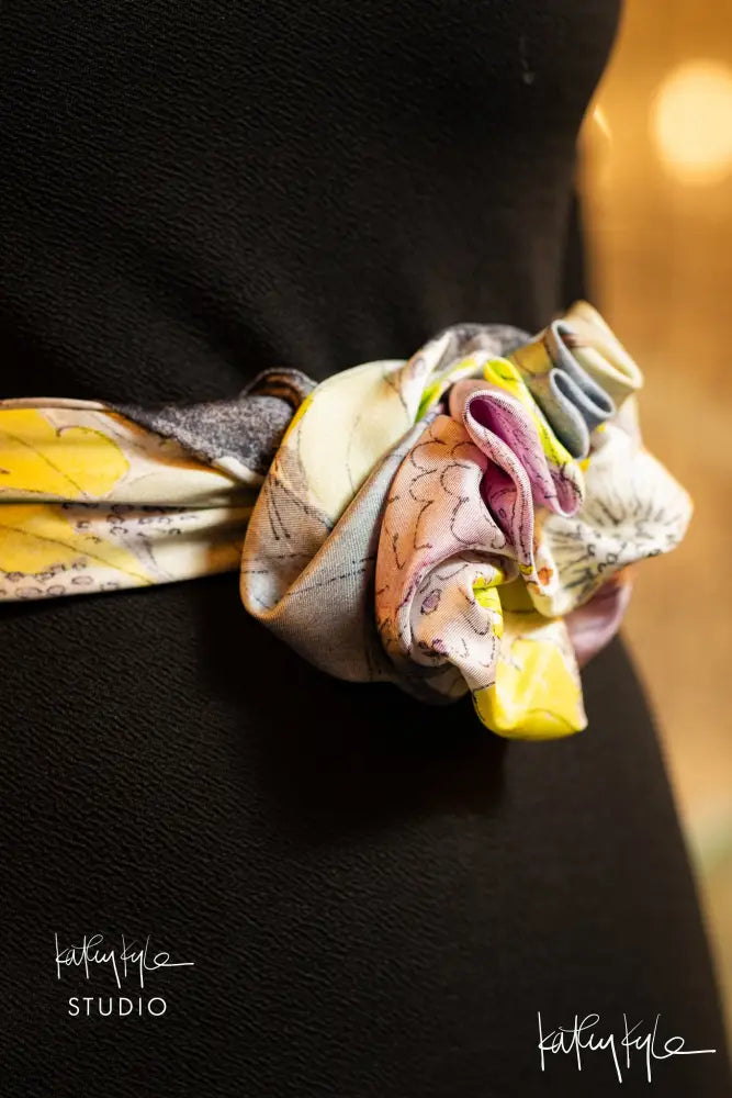 Black Floral Silk Scarf - Scarf