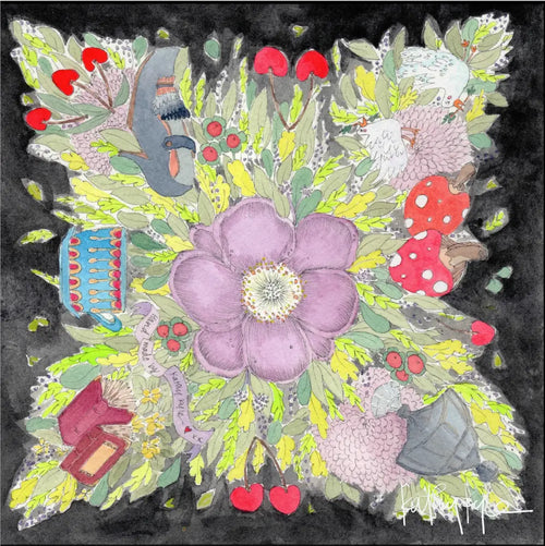Black Floral Silk Scarf - Scarf