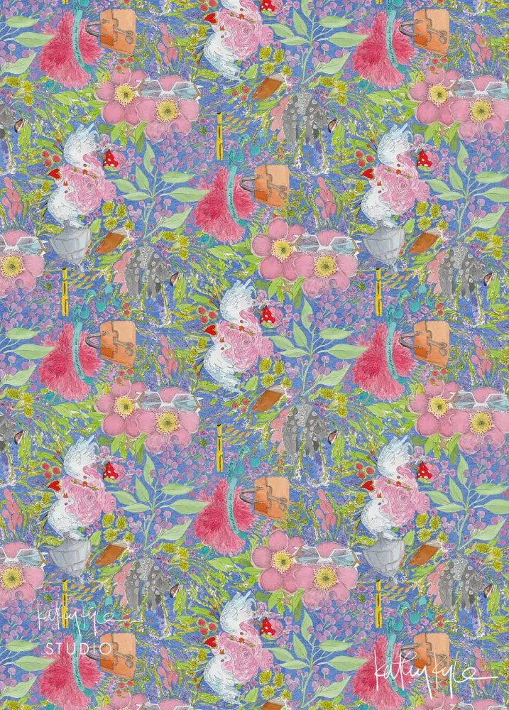 Gift Wrap - Blue Floral - Stationery