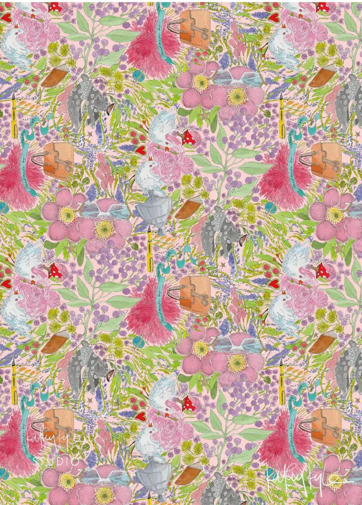 Gift Wrap - Pink Floral Medium - Stationery