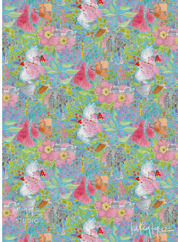 Gift Wrap - Teal Floral - Stationery