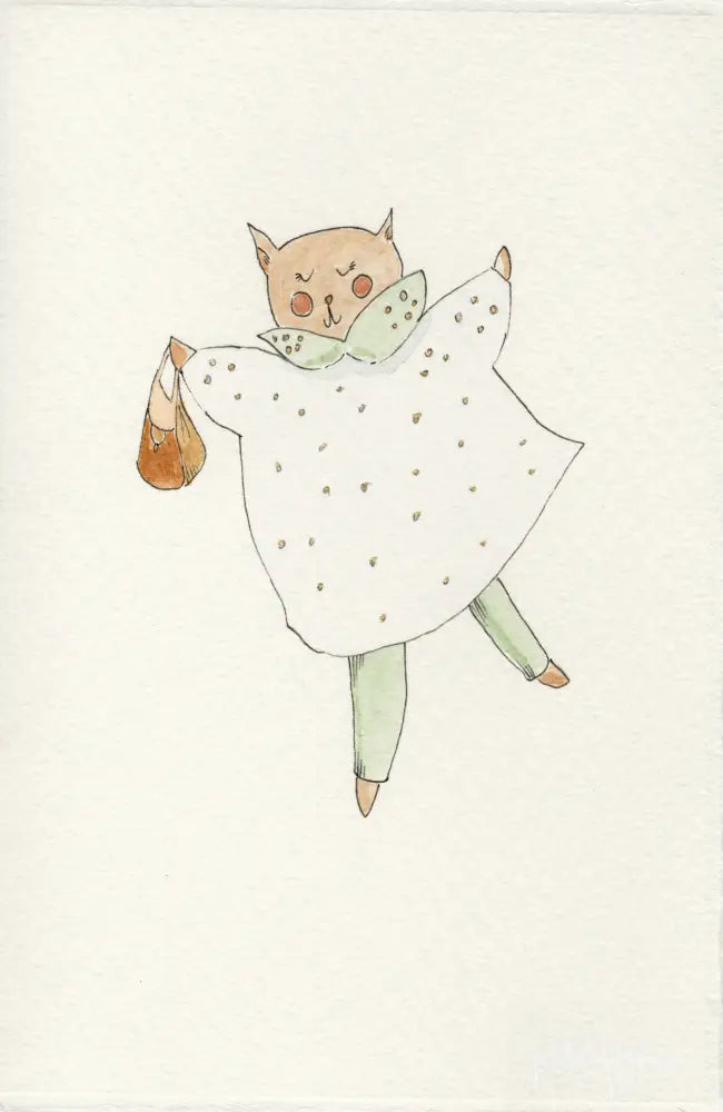 Hand painted Stationery - Mouse with Purse - Stationery