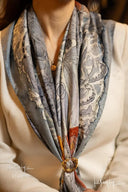 Indigo Floral Silk Scarf - Scarf