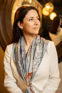 Indigo Floral Silk Scarf - Scarf