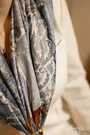 Indigo Floral Silk Scarf - Scarf