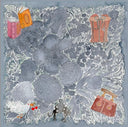 Indigo Floral Silk Scarf - Scarf