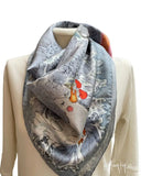 Indigo Floral Silk Scarf - Scarf