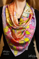 Lavender Floral Silk Scarf - Scarf