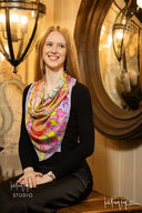 Lavender Floral Silk Scarf - Scarf