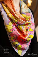 Lavender Floral Silk Scarf - Scarf