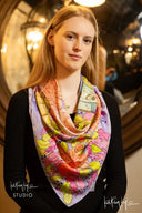 Lavender Floral Silk Scarf - Scarf
